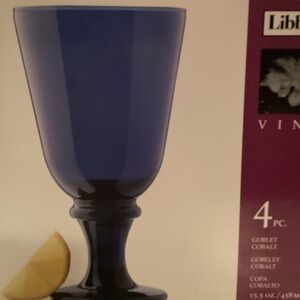 Libbey 4pc Cobalt Goblet